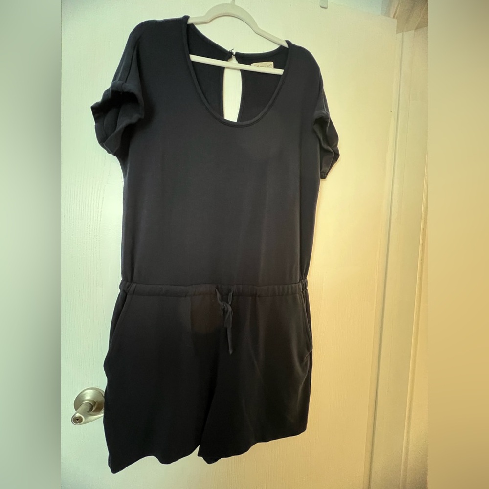 Lou & Grey for Loft Signature Softblend Drawstring Navy Blue Romper